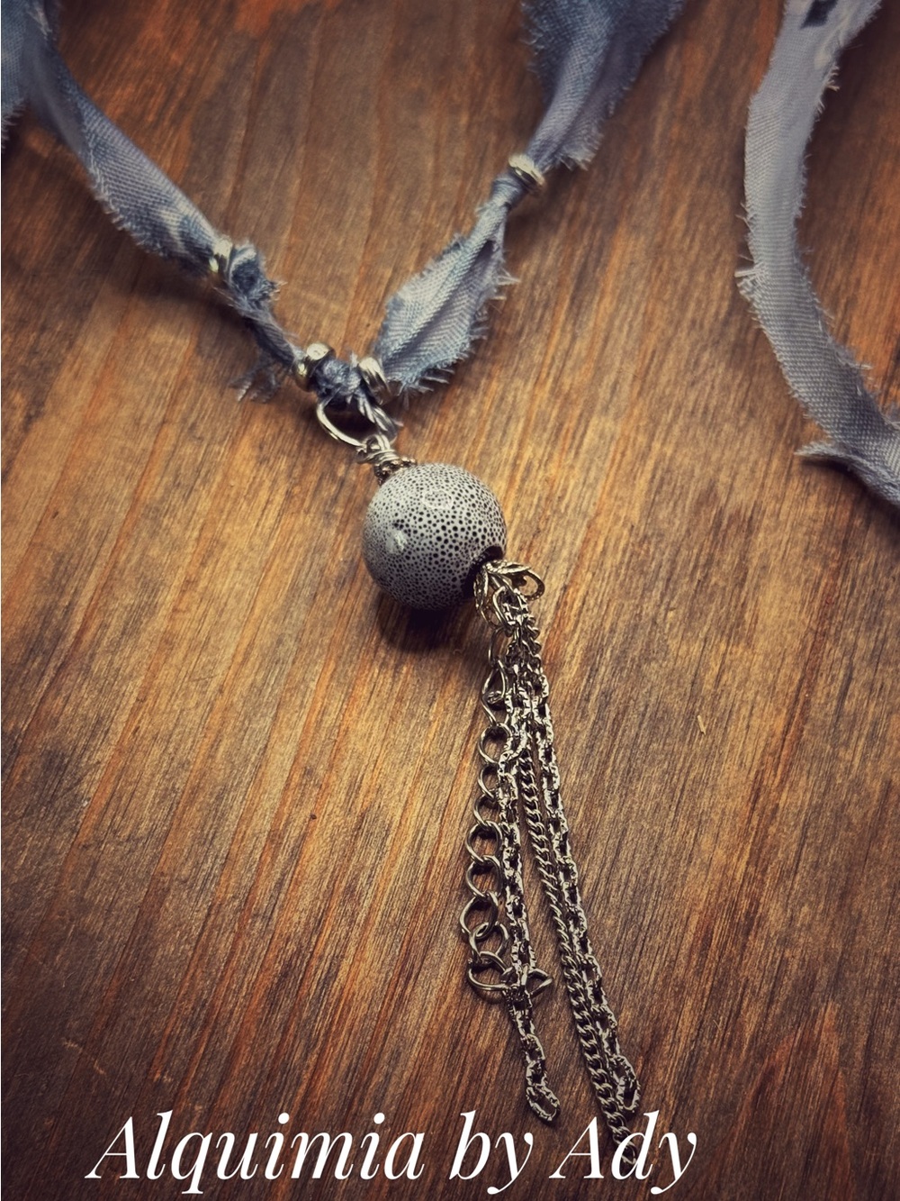 Silver and Gray Tassel Pendant Necklace